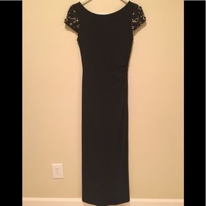 Eliza J Size 2 Black Faux Wrap Cap Sleeve Dress
